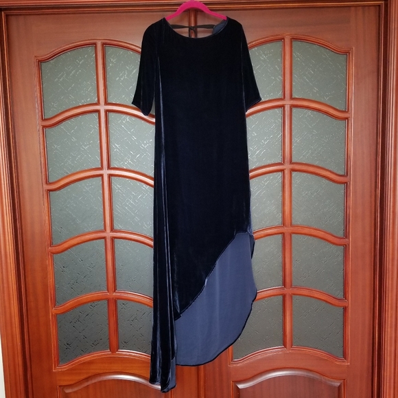 Messagerie $729 Midnight Blue Velvet Dress size 42 - Picture 2 of 11